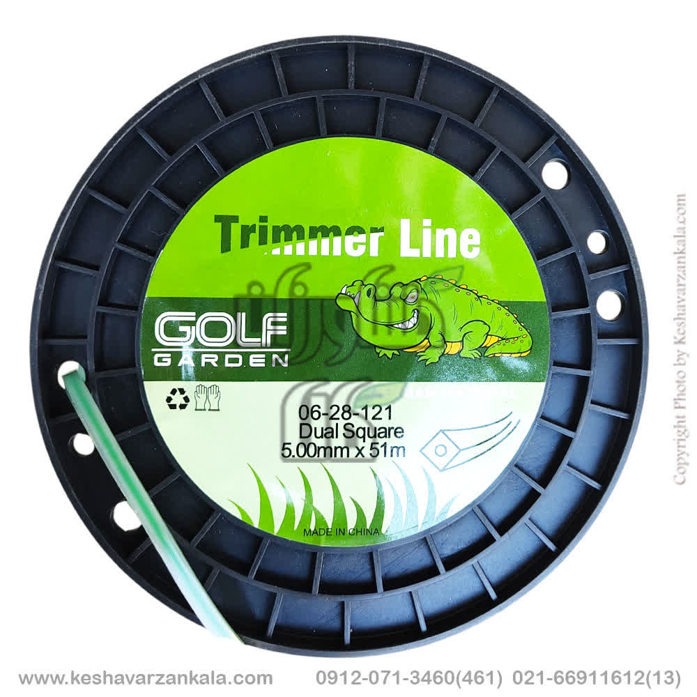 golf-garden-green-dual-square-trimmer-line-5mm-51m , قیمت نخ علف زن چهار گوش مغزدار سبز 5 میل 51 متری گلف گاردن 0628121 , خرید نخ چهارگوش سبز مغزدار علف تراش 5 میل 51 متری , نخ حاشیه زن 4 گوش مغزدار سبز 5 میل 51 متری golf