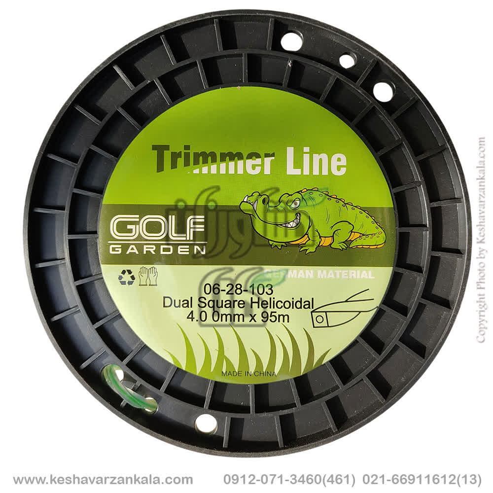 golf-garden-green-dual-square-helicoidal-4mm-95m , قیمت نخ علف زن چهار گوش مارپیچ مغزدار سبز 4 میل 95 متری گلف گاردن 0628103 , خرید نخ چهارگوش مارپیچ سبز مغزدار علف تراش 4 میل 95 متری , نخ حاشیه زن 4 گوش مارپیچ مغزدار سبز 4 میل 95 متری golf