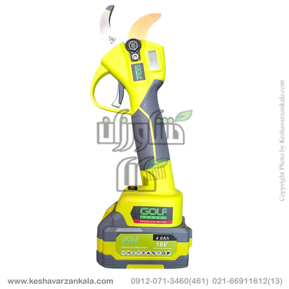 خرید قیچی شارژی گلف گاردن مدل6281 با قطر برش 40 میلی متر ; دو باتری 2000 و 4000 میلی آمپر، تیغه تیتانیومی، برش تدریجی و نمایشگر دیجیتال. مشخصات فنی و راهنمای خرید قیچی 6281 , قیمت قیچی شارژی گلف گاردن 6281 , قیچی هرس شارژی گلف گاردن 40 میلی متری , خرید قیچی باغبانی شارژی حرفه ای , قیچی شارژی با تیغه تیتانیومی , قیچی باغبانی شارژی با سنسور ایمنی انگشت , قیچی شارژی با قابلیت برش 4 سانتی متر